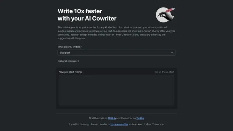 AI Cowriter screenshot