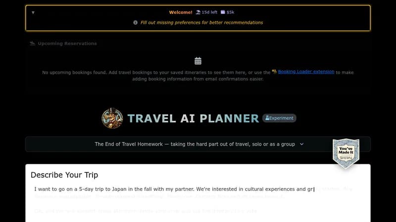 travel ai planner website