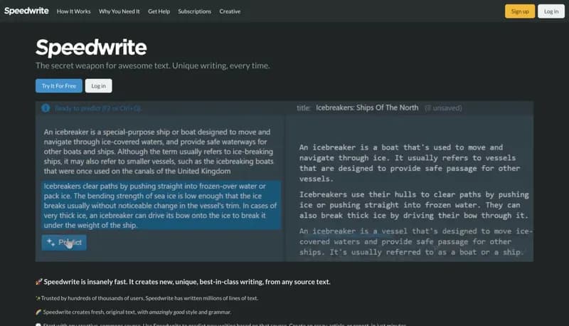 Speedwrite screenshot