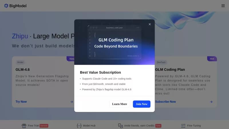 ZHIPU AI OPEN PLATFORM screenshot