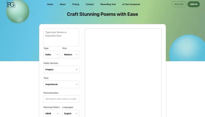 PoemGenerator.io screenshot
