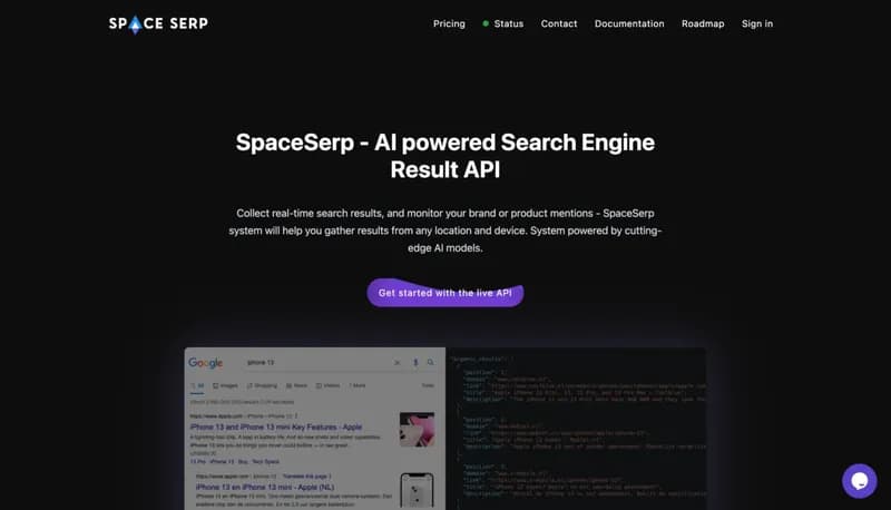 SpaceSerp screenshot