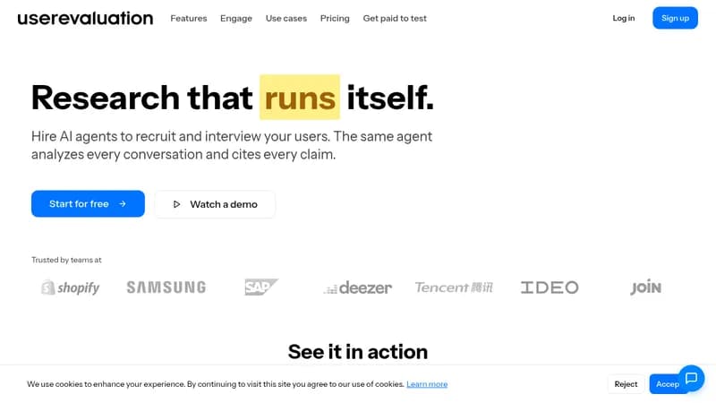user evaluation website