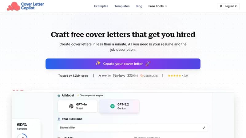 cover letter copilot website