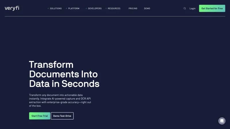 Veryfi OCR API screenshot