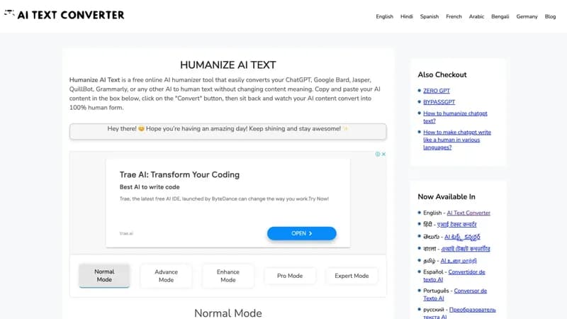 Humanize AI Text screenshot
