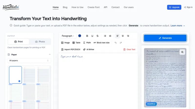 handtextai website