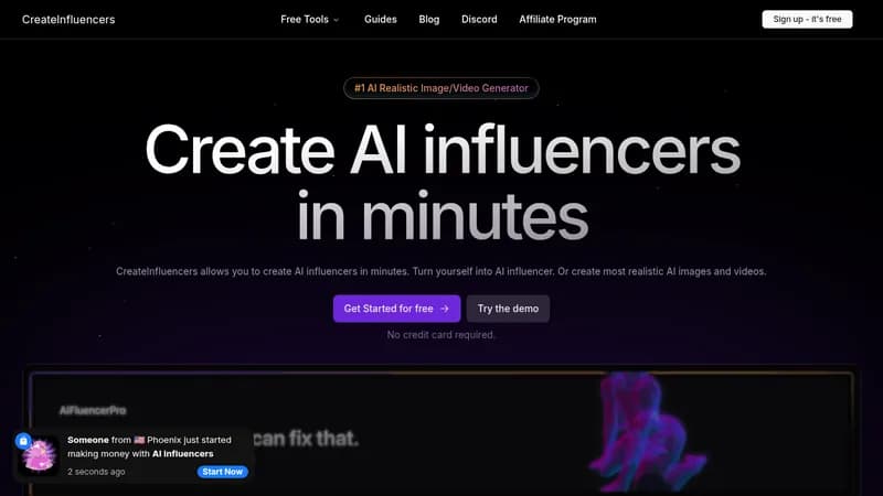 createinfluencers website
