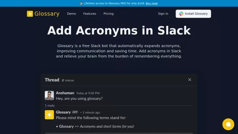 Glossary screenshot