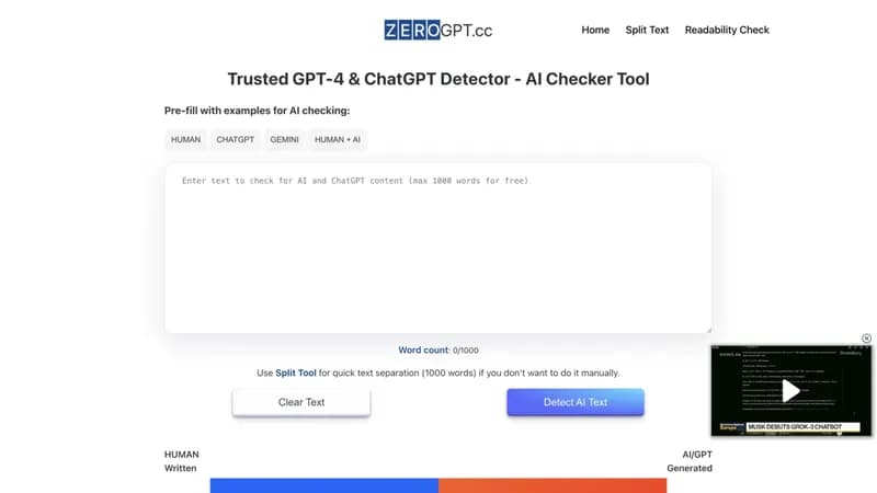 ZeroGPT screenshot