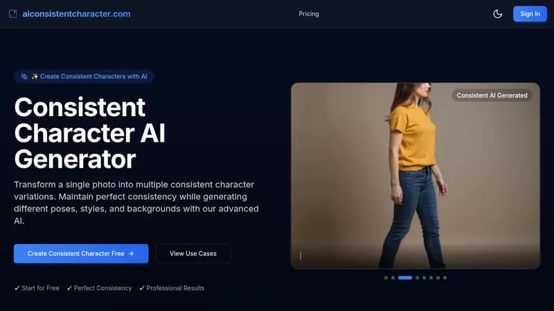 consistent character ai website