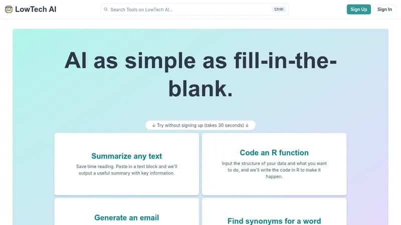 lowtech ai website