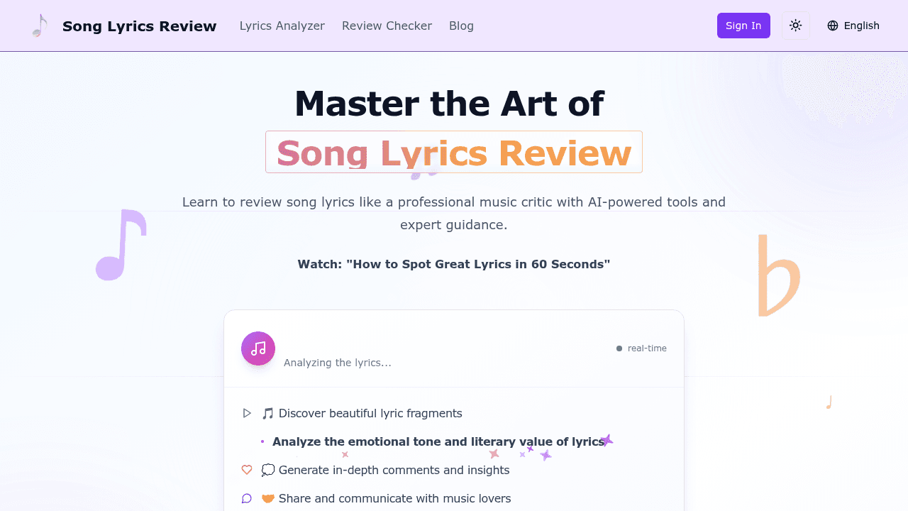 song lyrics review website
