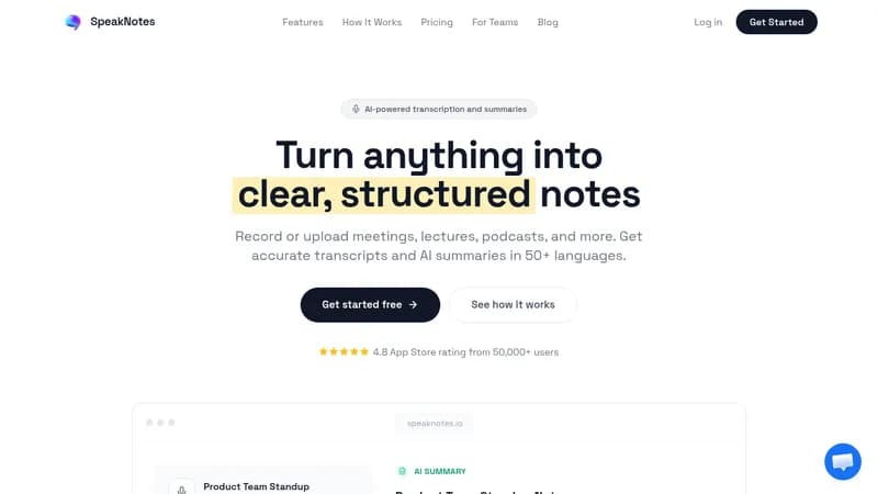 speaknotes website