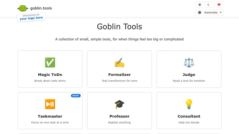 goblin tools website