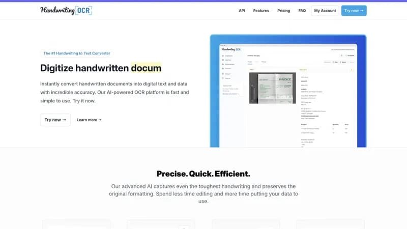 Handwriting OCR screenshot