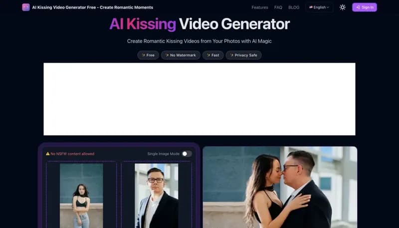 AI Kissing Video Generator screenshot