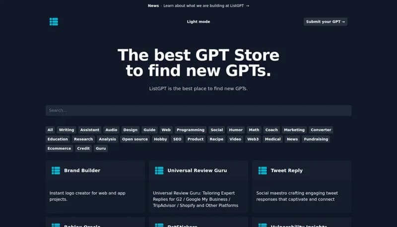 ListGPT screenshot