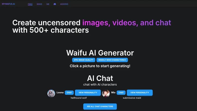 mywaifus.ai website