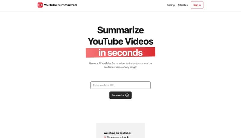 YouTube Summarized screenshot