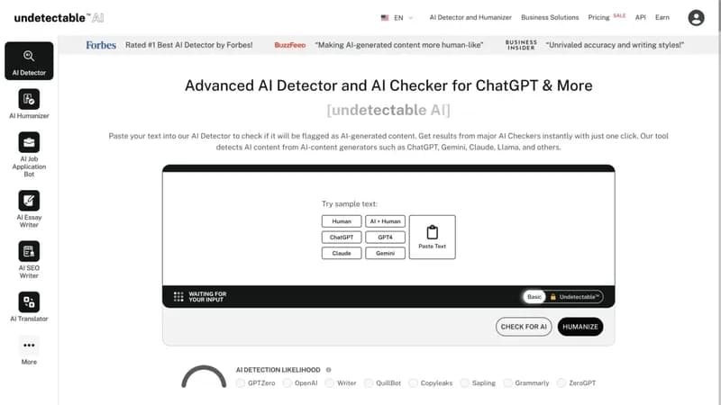 Undetectable AI screenshot