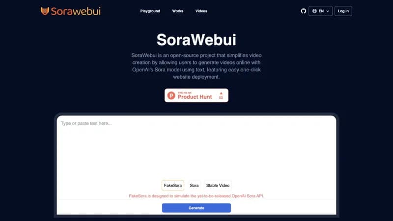 SoraWebui screenshot