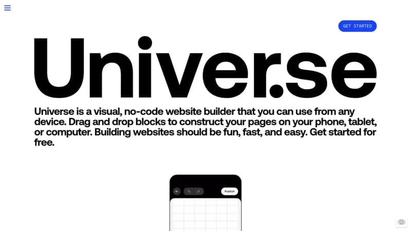 Universe Website Builder screenshot