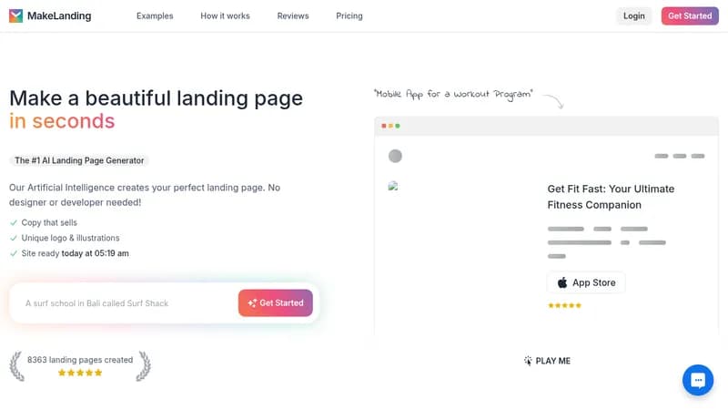 makelanding website