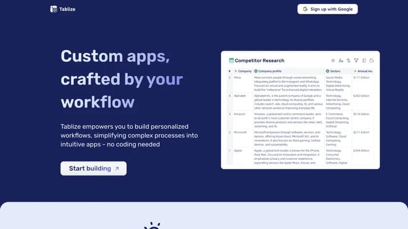 Tablize screenshot