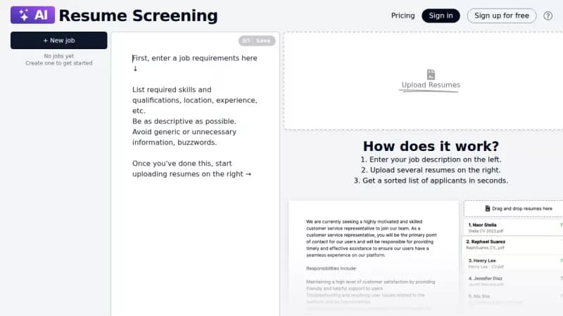 AI Resume Screening screenshot