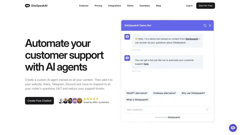 SiteSpeakAI screenshot