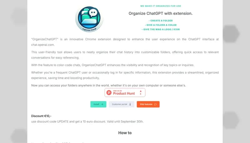 Organize Chatgpt screenshot