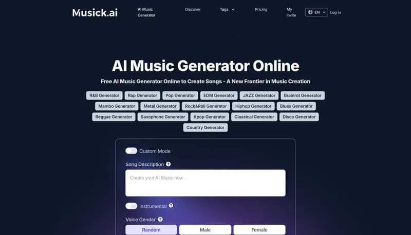 Musick.ai screenshot