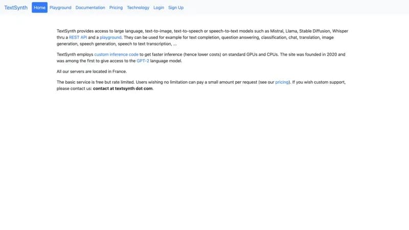 TextSynth screenshot
