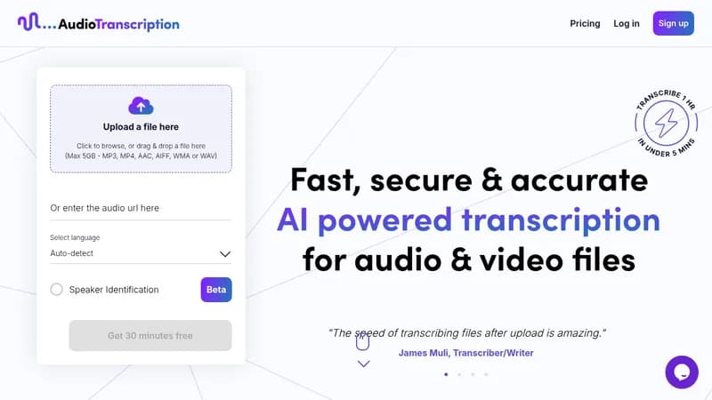 audiotranscription.ai website