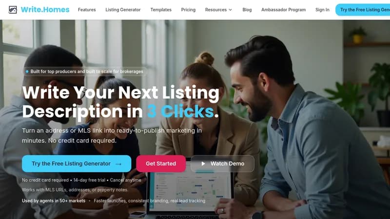 write.homes website