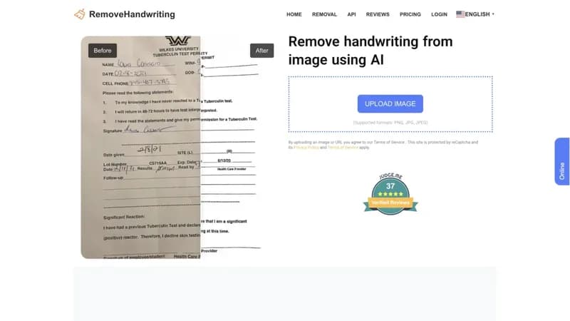 RemoveHandwriting screenshot