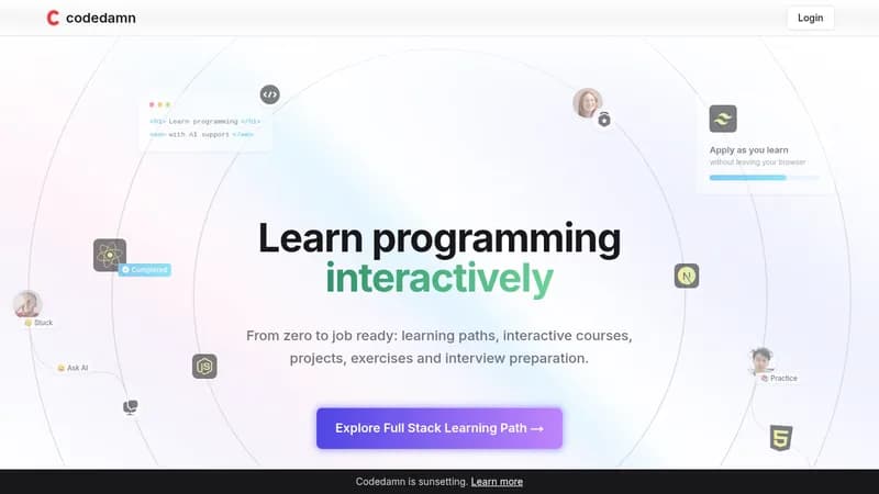 codedamn website