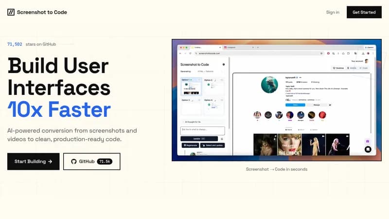 screenshot to code website