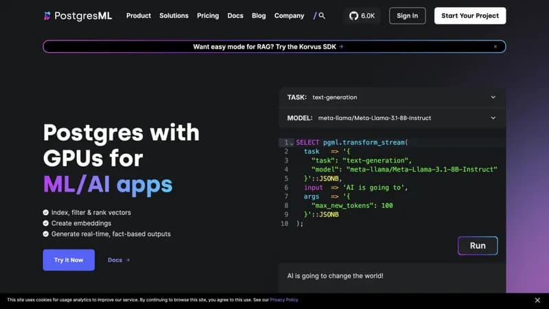 PostgresML screenshot