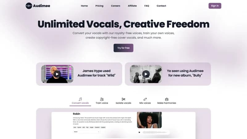 Audimee screenshot