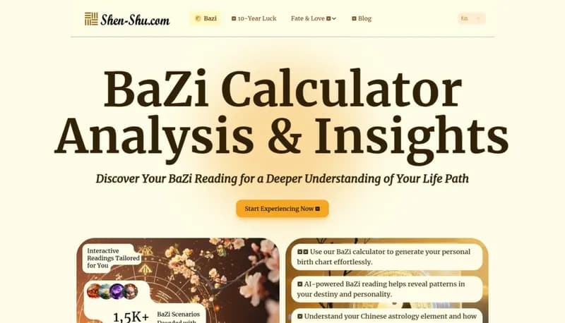 Shen-Shu Bazi Calculator screenshot