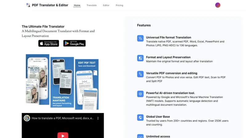 PDF Translator and Editor screenshot