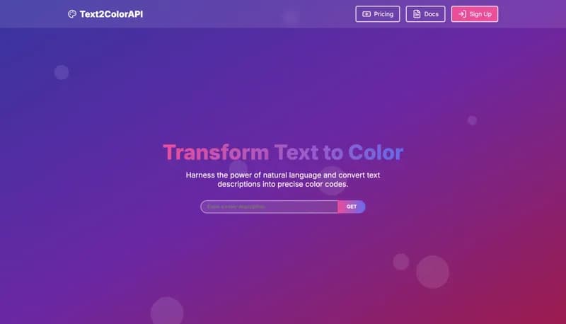 Text2Color API screenshot