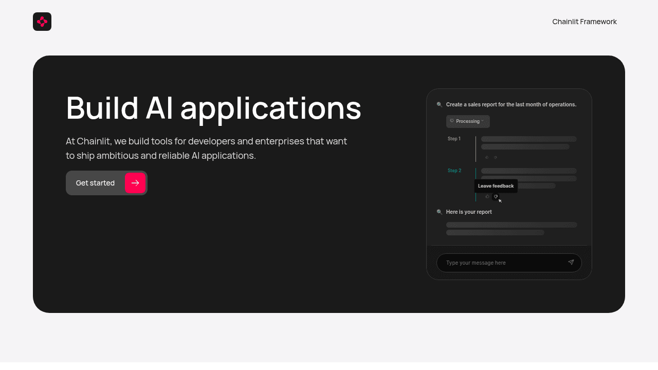 chainlit framework website