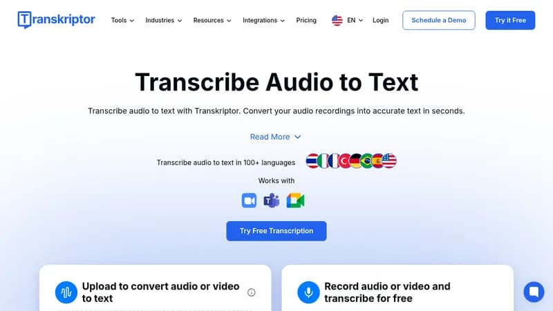 transkriptor website