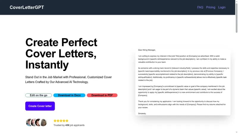 coverlettergpt website