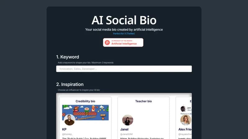 AI Social Bio screenshot