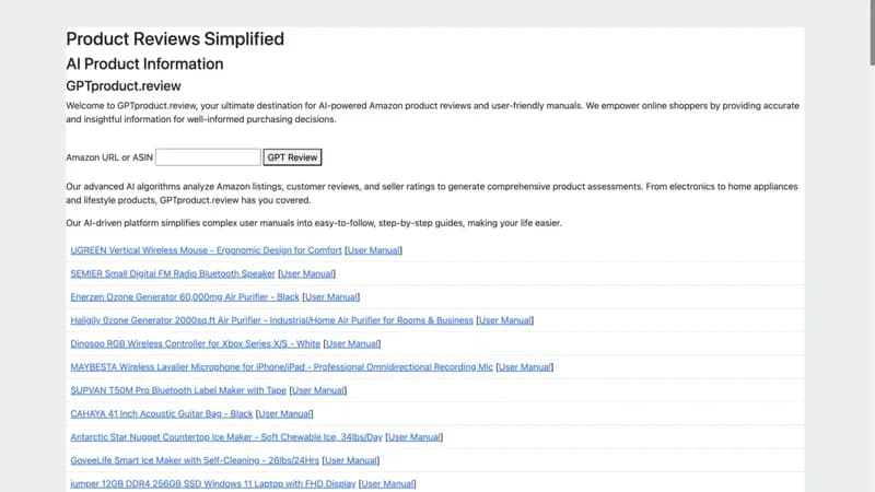GPTproduct.review screenshot