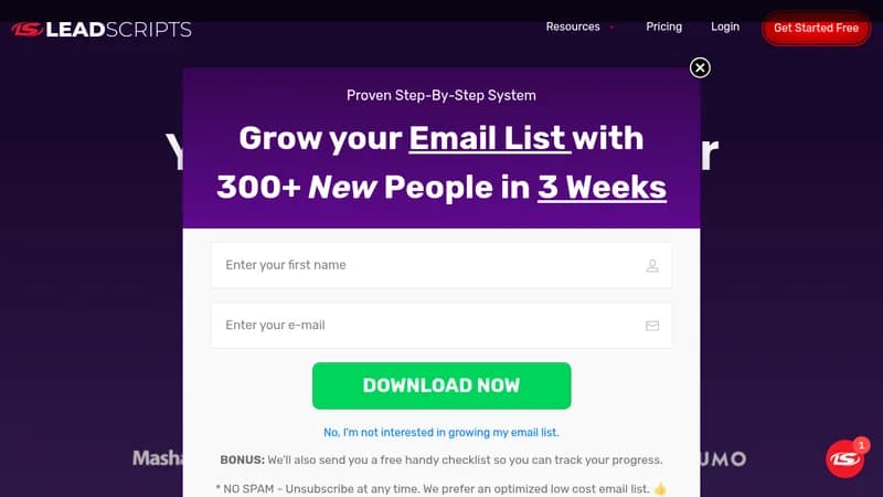 leadscripts website
